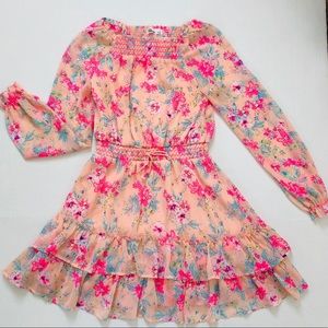 Girls Long Sleeve Chiffon Floral Dress Large
